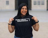 Young woman intern wearing Northrop Grumman t-shirt