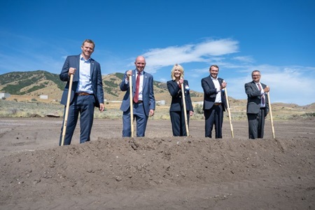 Northrop Grumman celebrated the expansion of solid rocket motor manufacturing facilities that will support increased production of its GEM solid rocket boosters in Magna, Utah. Wendy Williams, Northop Grumman, vice president, Propulsion Systems, was joined by Governor Spencer Cox, Congressman Blake Moore and local community leaders to break ground on new facilities. From L to R: Congressman Blake Moore; Governor Spencer Cox; Wendy Williams; Chris Ellerhorst, vice president, Kuiper Program, United Launch Alliance; John Slaughter, senior director, Commercial Programs, Northrop Grumman. Northrop Grumman Invests in New Solid Rocket Motor Manufacturing Facilities in Magna Utah