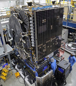 Satellite being built in hi-bay
