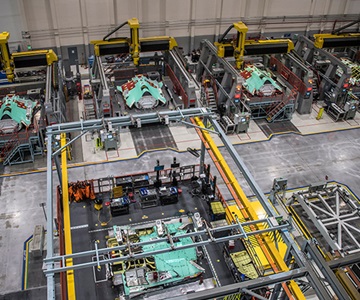 view of aircraft assembly line