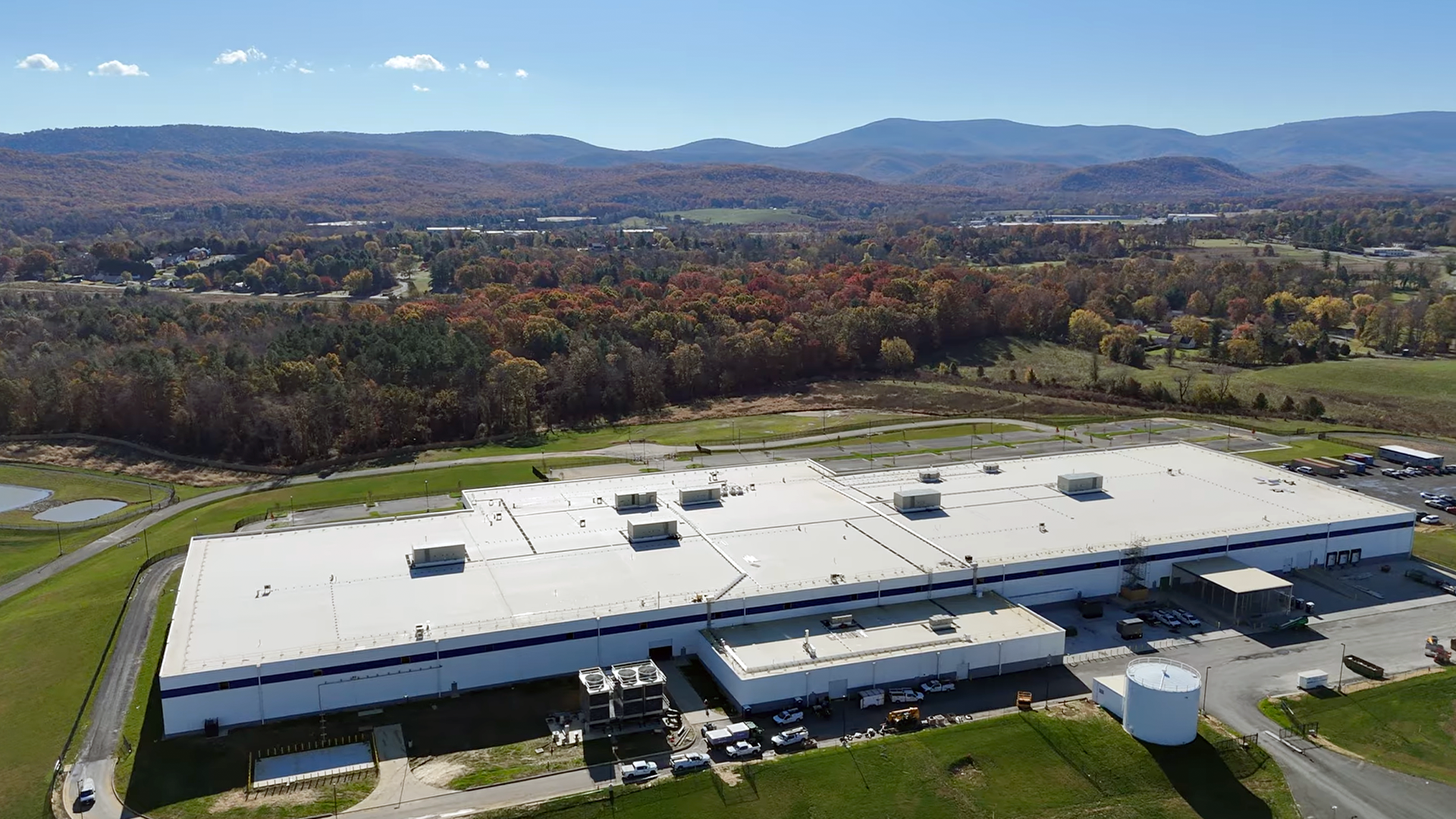 sky view of waynesboro manufacturing facility and foliage around the area
