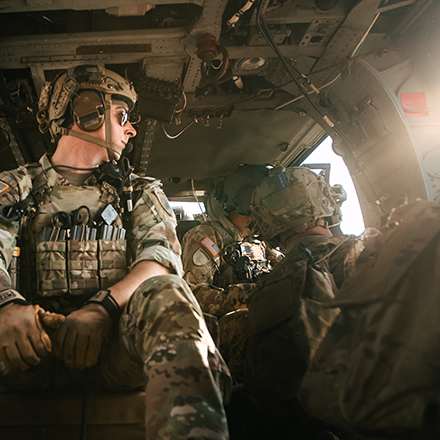 US soldiers in helicopter