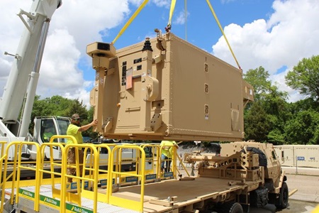 The Engagement Operations Center (EOC) loaded onto a M1085 Long Wheel Base truck.