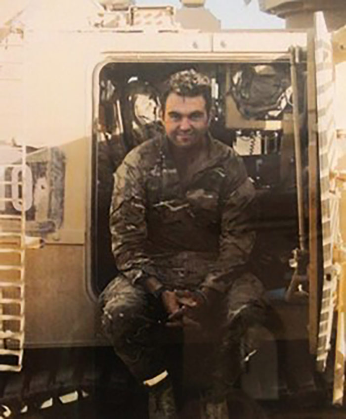 soldier inside helicopter