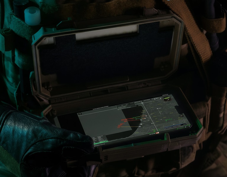 hand holding digital tablet