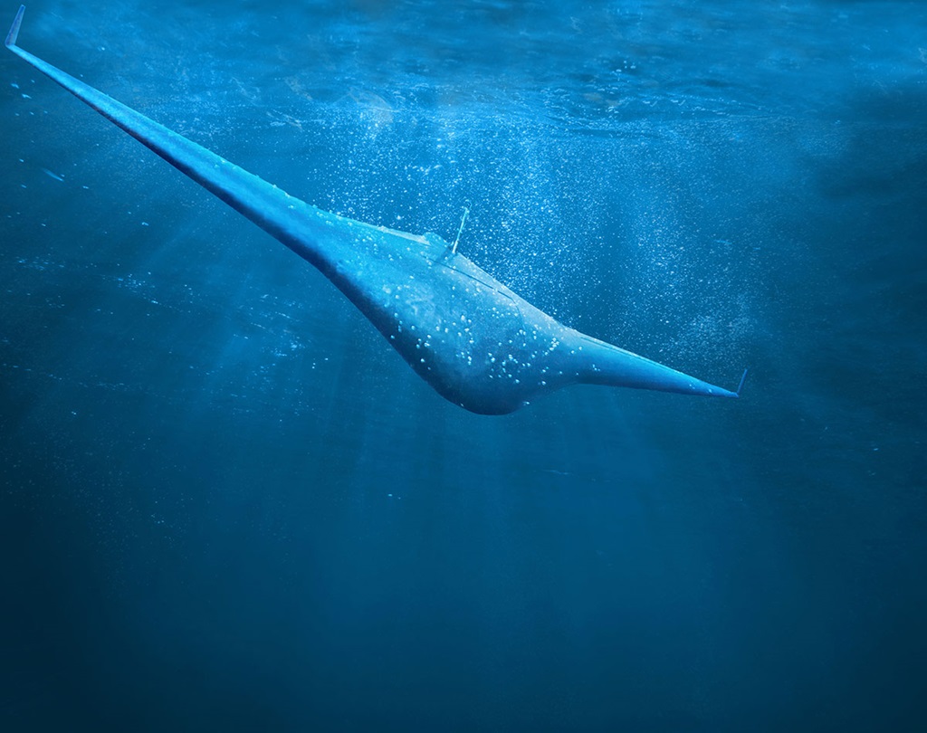 Artist’s concept of Northrop Grumman’s unmanned underwater vehicle, Manta Ray