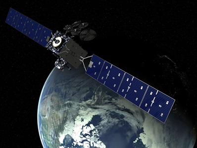 Military Communications Satellite above earth