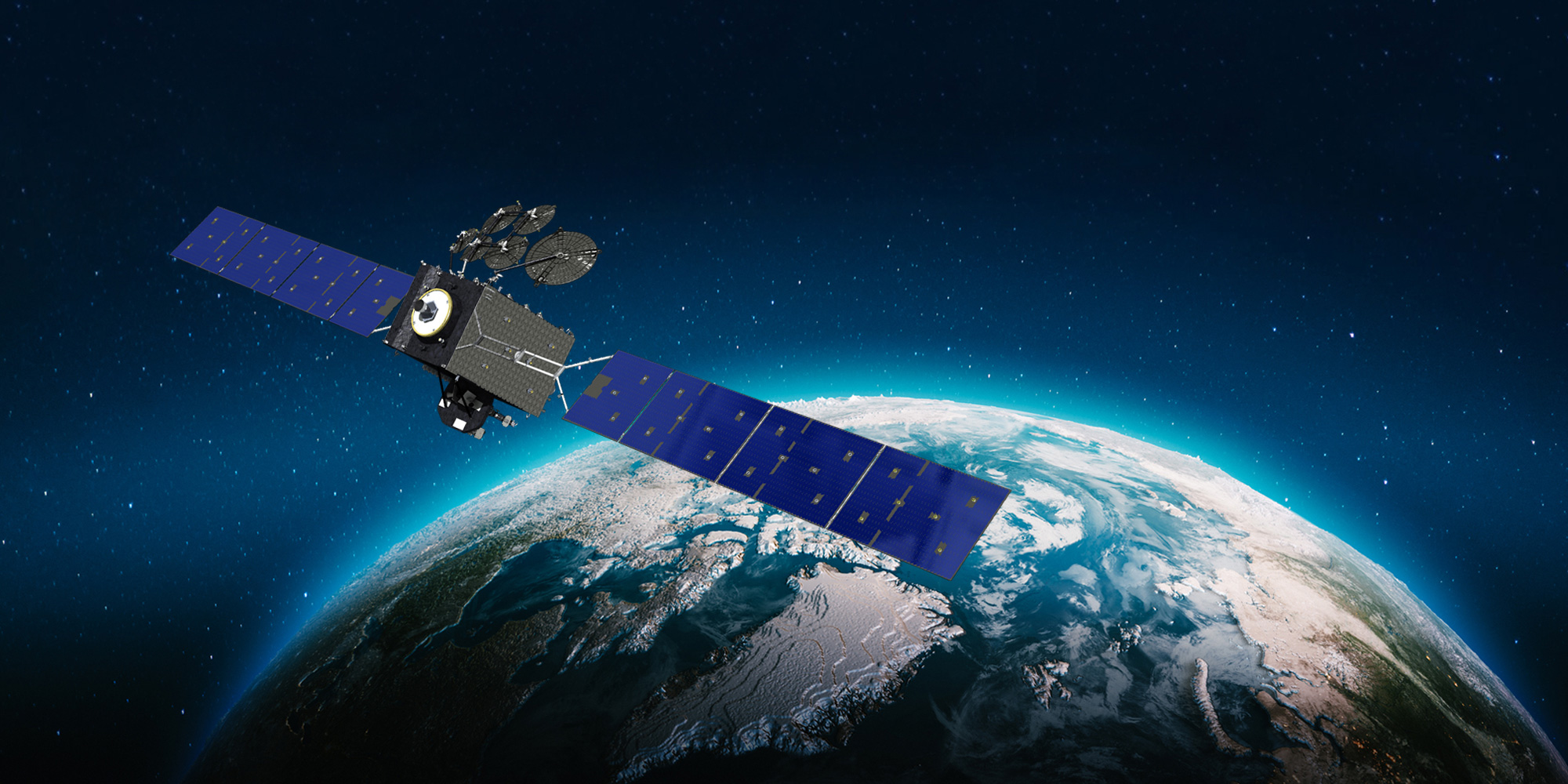 rendering of satellite above earth