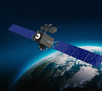 rendering of satellite in space