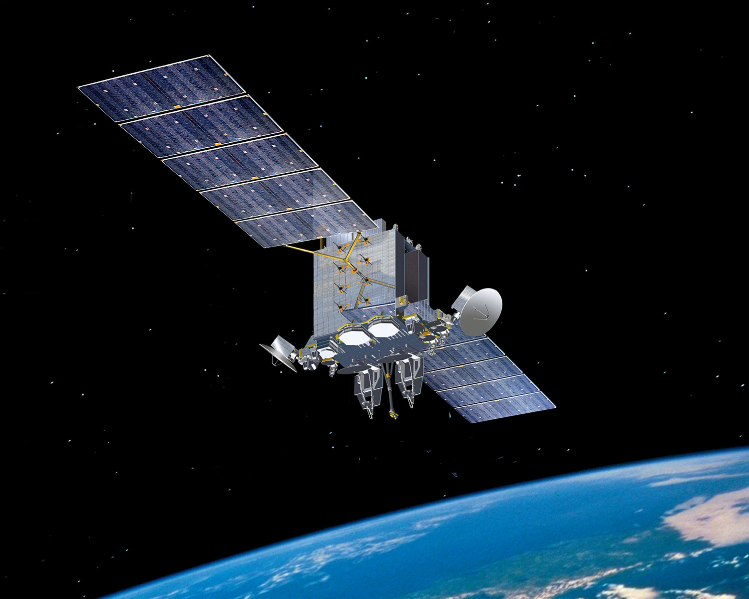 AEHF communications satellites in orbit above earth