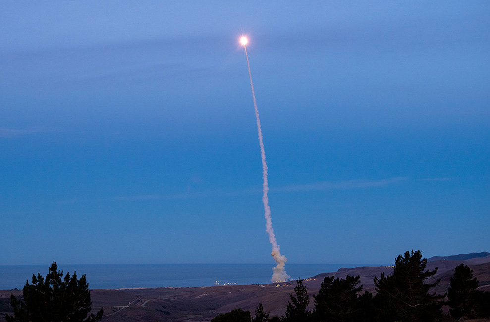 missile being launched a sundown