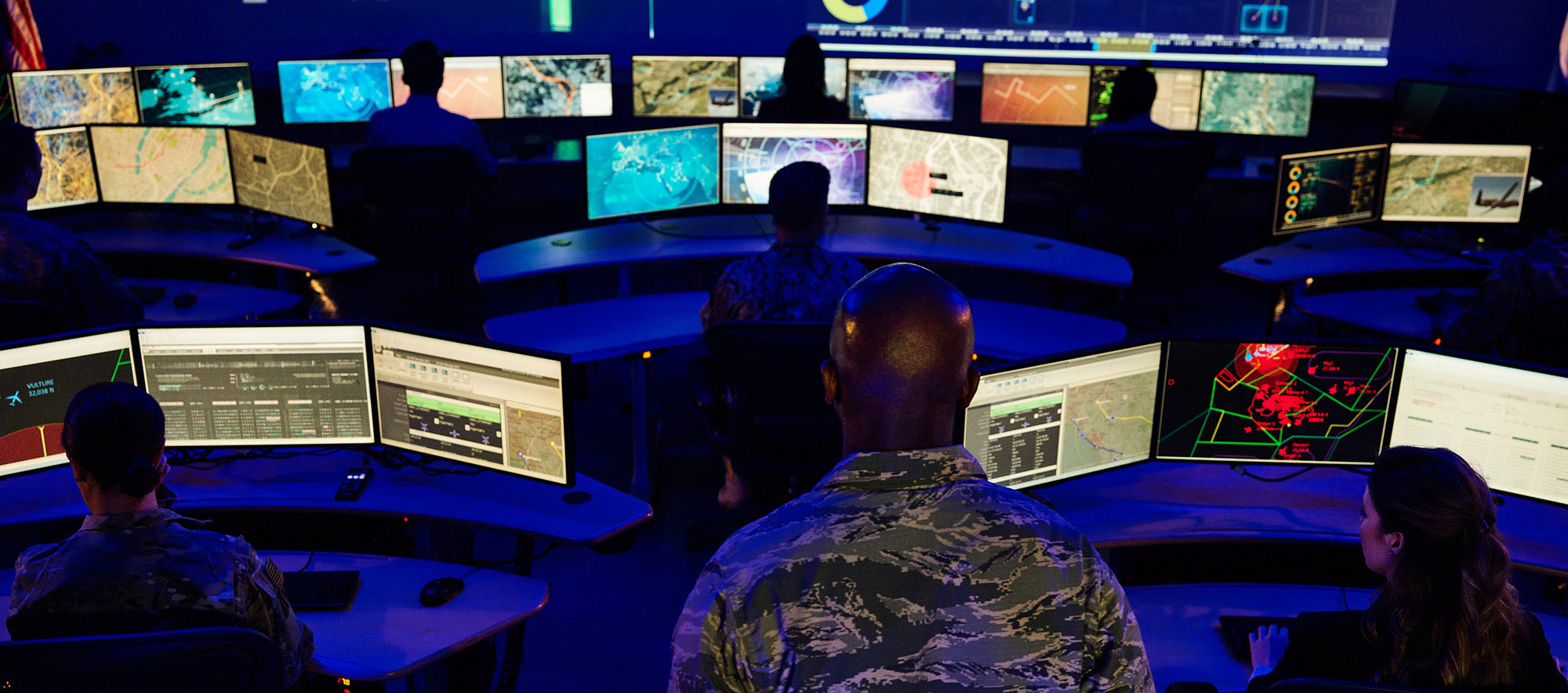 command center with people and computers