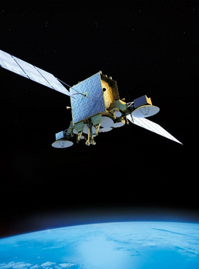 rendering of satellite in space