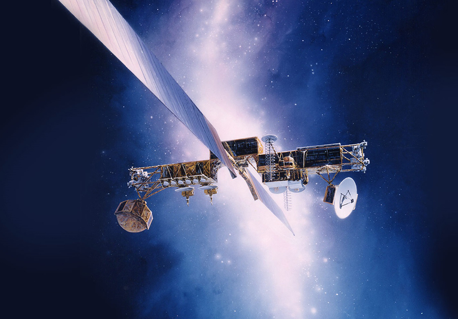 rendering of satellite in space