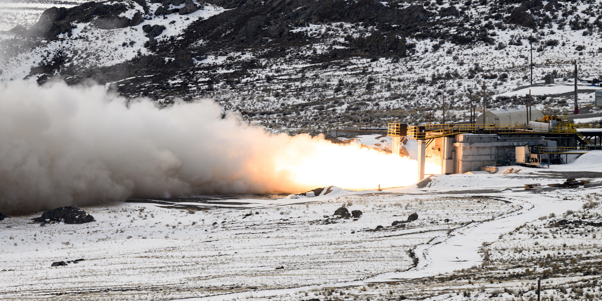 rocket motor test facility in the snow
