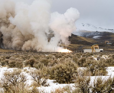 sentinel stage one solid rocket test in the mountains