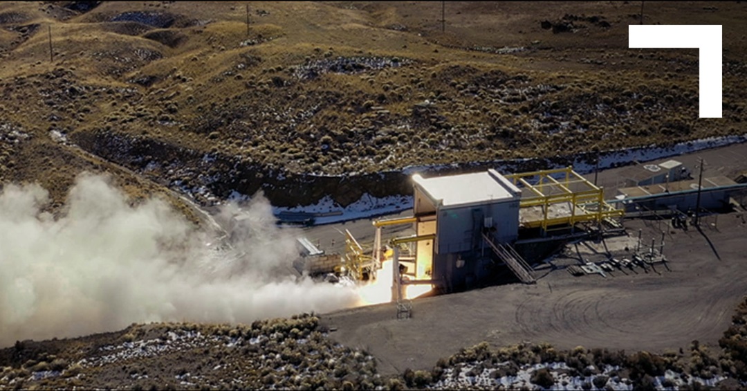 rocket motor being testing on the ground