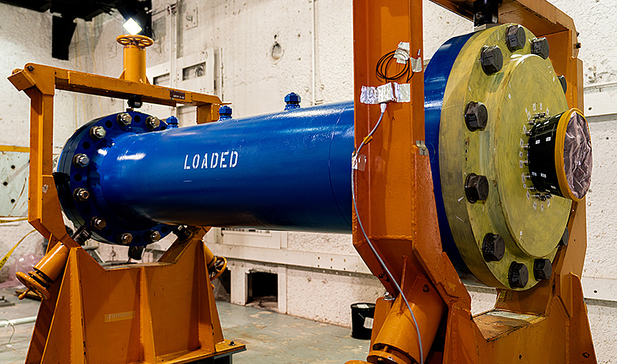 rocket motor being tested on the ground