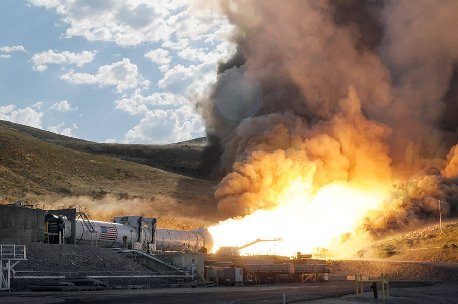 Commercial-Solid-Rocket-Motors rocket motor being tested