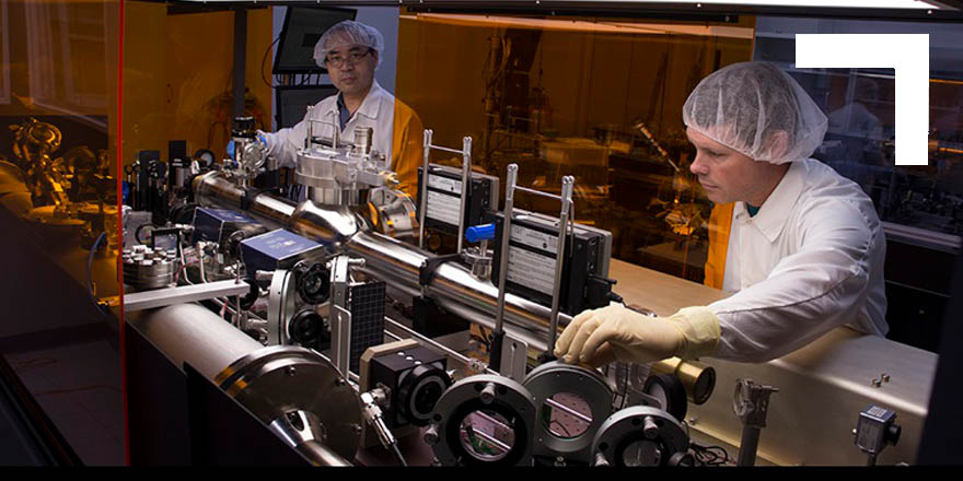 two technicians working in a laboratory.