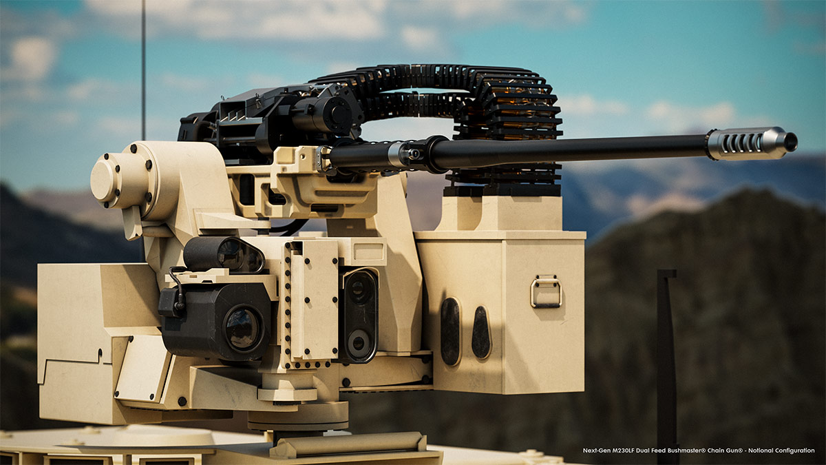 Next Gen M230LF Dual Feed Bushmaster Chain Gun