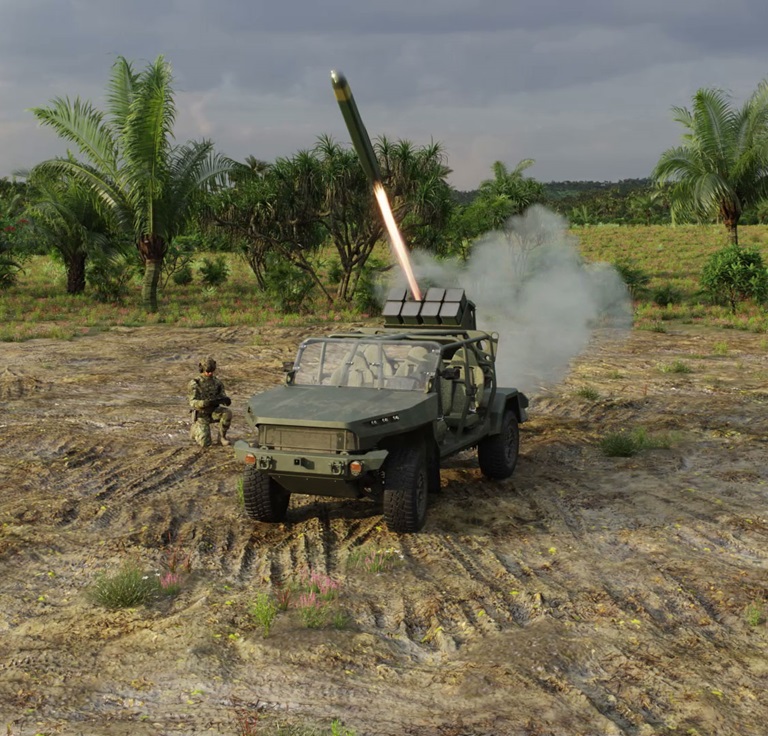 Jackal launcher on back of military vehicle