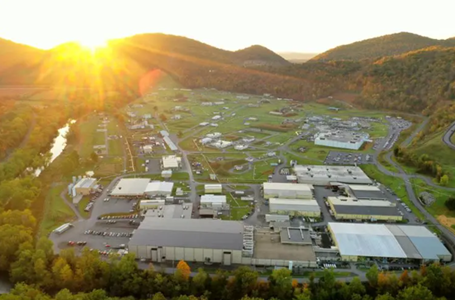 aerial view of Allegany Ballistics Laboratory at sunrise