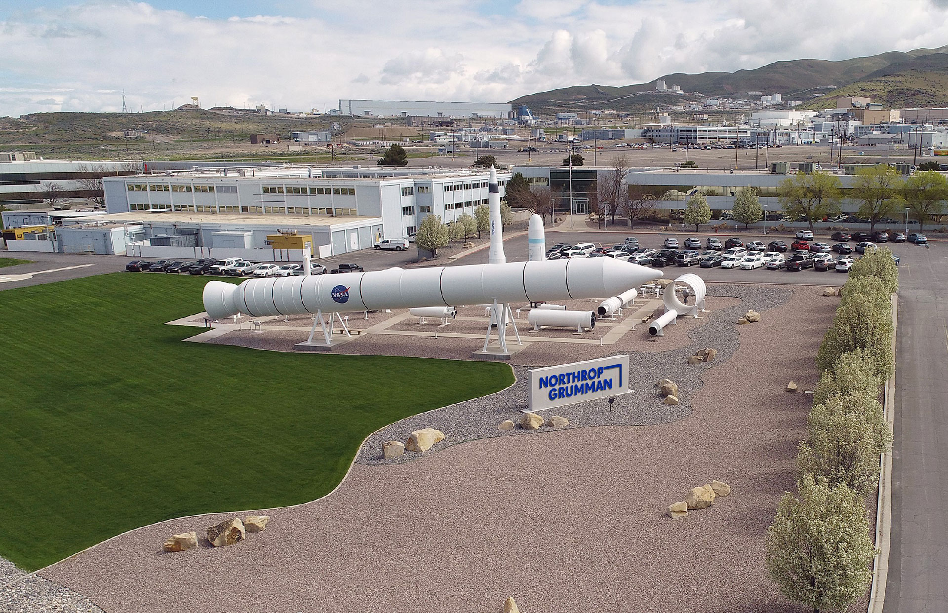 rocket on display outside the Promontory facility