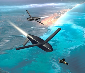 Lumberjack™ - The Versatile Multi-Target Uncrewed Aircraft System (UAS) digital illustration of uncrewed aircraft system in sky