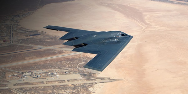 An aerial view of B-2 in flight. 