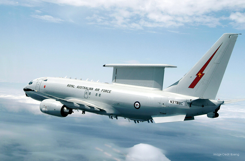 rendering of military jet in clouds