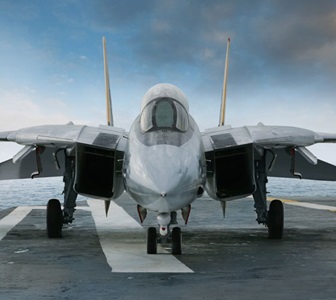 Tomacat F-14 aircraft on aircraft carrier