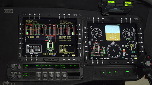 close-up of digital cock-pit of military helicopter