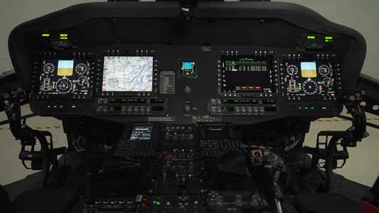 close-up photo of black hawk helicopter cockpit