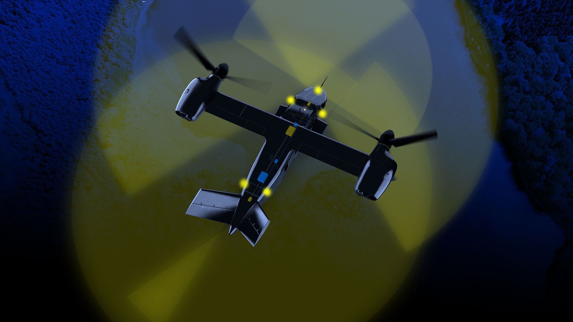 Future Vertical Lift top view digital illustration of top view of future aircraft