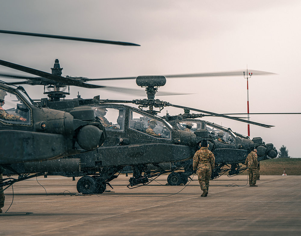 blackhawk helicopter's sitting on flight line