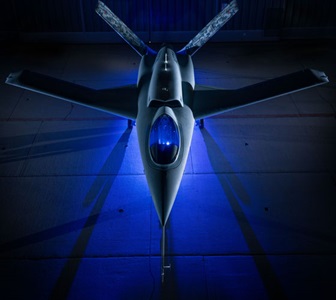 Image of aircraft with blue illumination