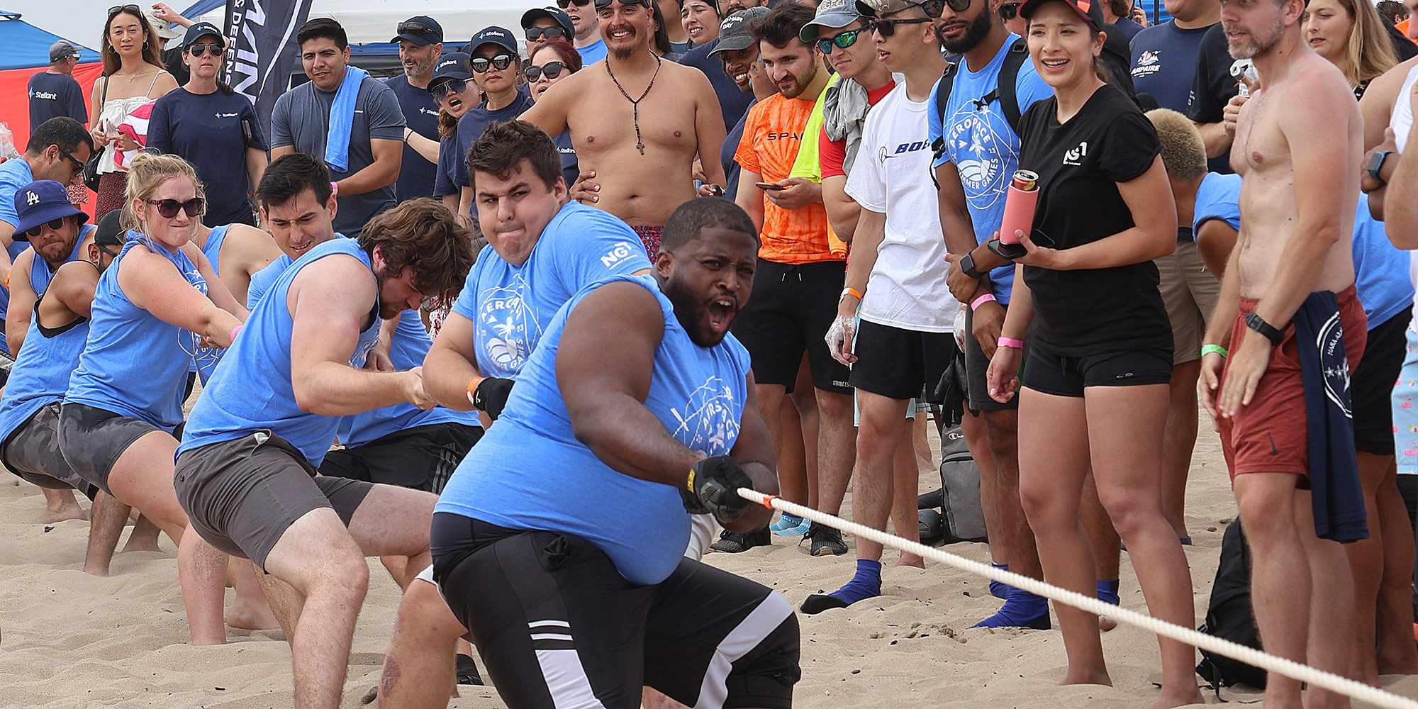 tug of war competition on beach