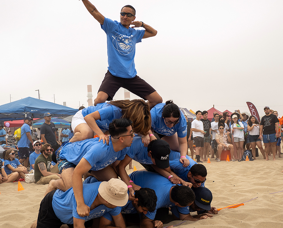 Human Pyramid on beach