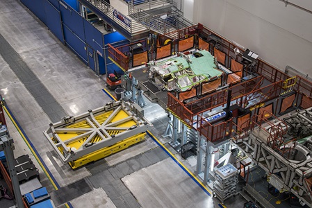 top view of aircraft assembly line