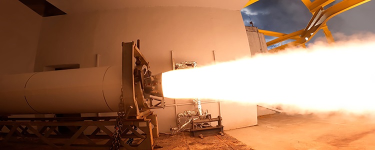 flames from solid rocket motor propulsion test
