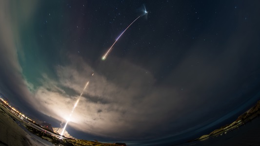 rocket launch into night sky