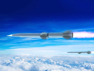ramjet missiles in flight above clouds