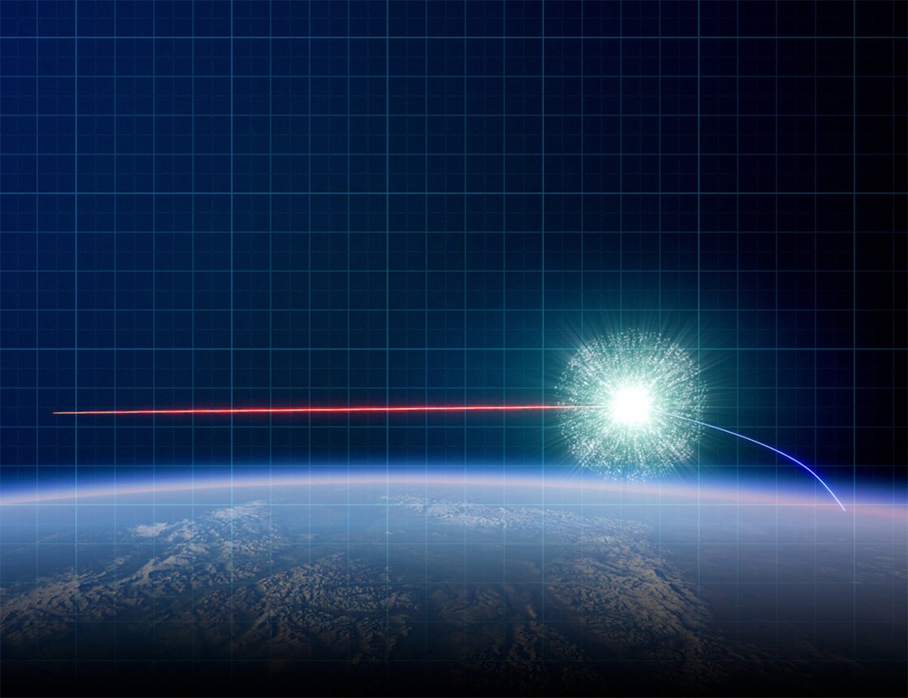 missile tracked in space above earth