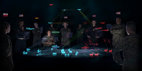 digital illustration of military command room