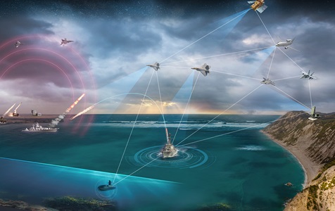 illustration of communication network through air, sea, land