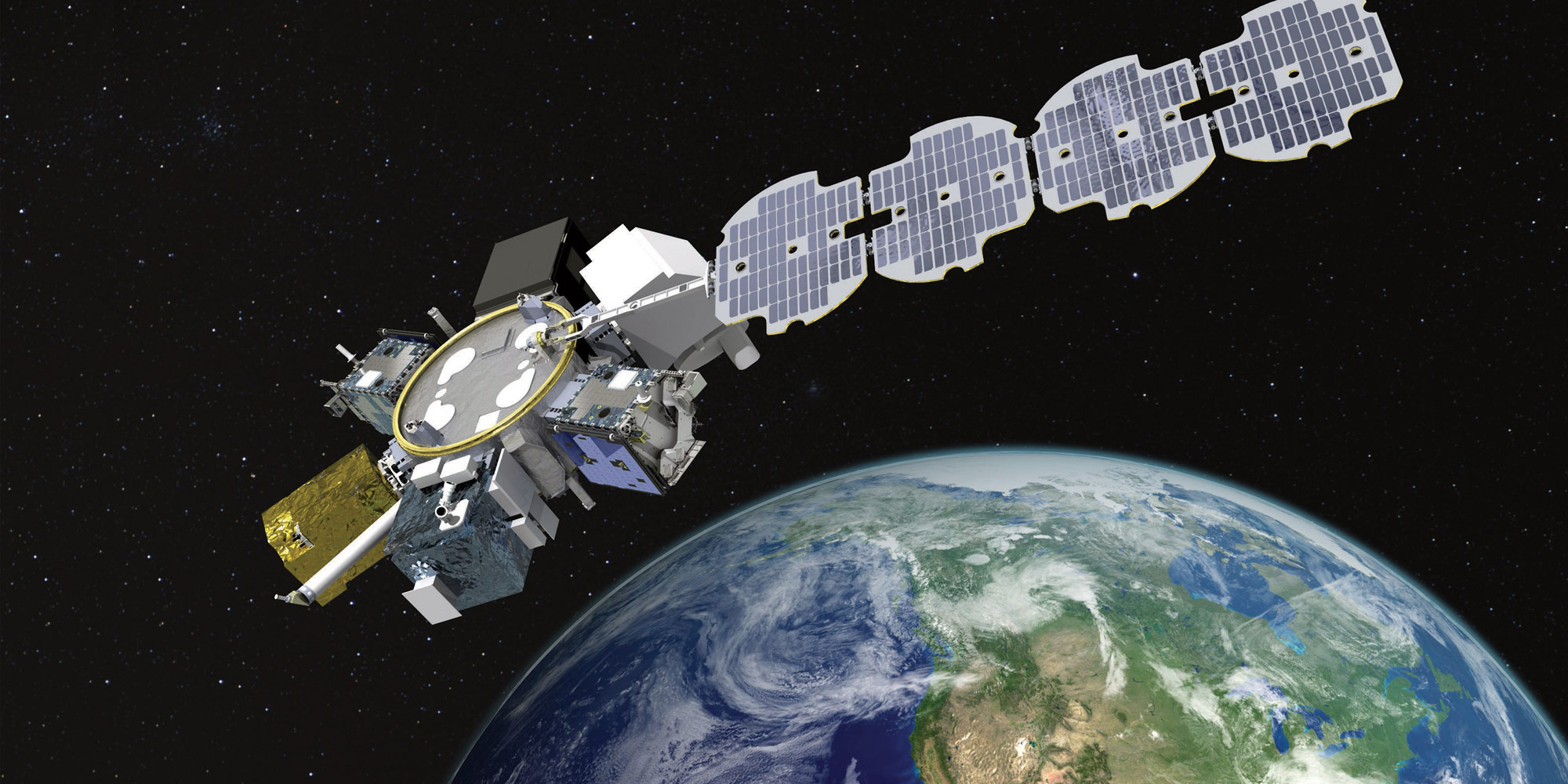 LR-450 Inertial Measurement Unit (IMU) satellite hovering over earth