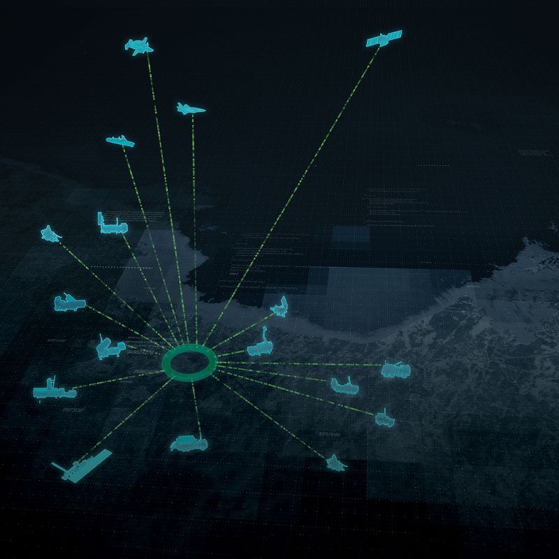 BattleOne - A connected battlespace where all domains, services and coalition partners engage as one. illustration of digital battlespace
