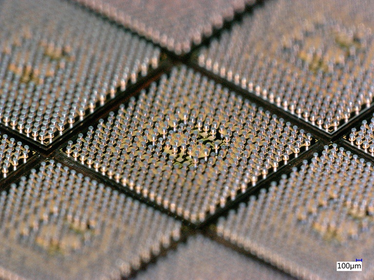 Microelectronics close-up of microelectronics wafers