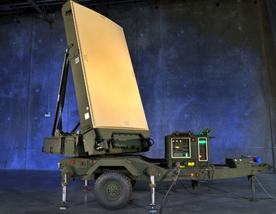 AN/TPS-80 Ground/Air Task-Oriented Radar (G/ATOR) land radar set-up in studio